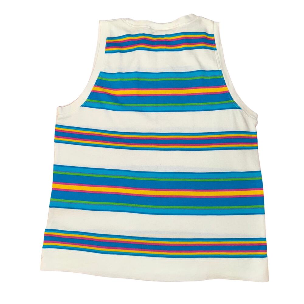 Lauren Ralph Lauren Striped Cotton Tank Top White Multicolor Women's Large Y2K - Picture 5 of 14